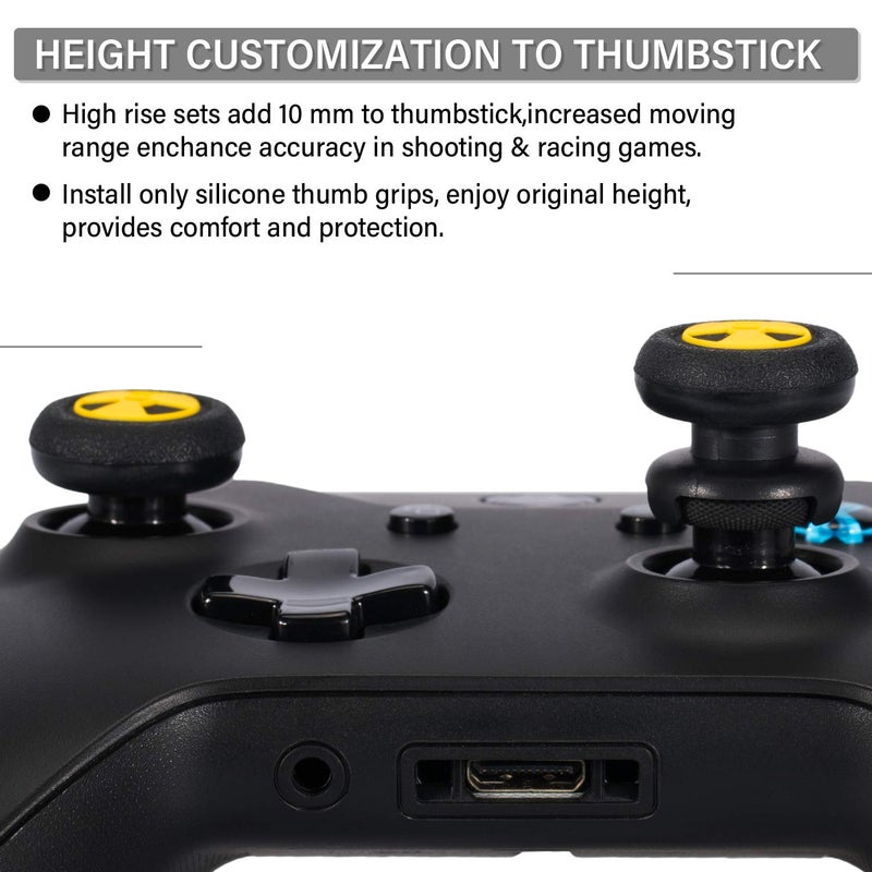 Playrealm FPS Thumbstick Extender & 3D Texture Rubber Silicone Grip Cover 2 Sets for Xbox Series X/S & Xbox One Controller(Radiation Black) - Image 4